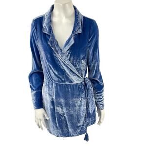 NWT Free People Viola Crushed Velvet Cocktail Party Romper Blue Size Medium